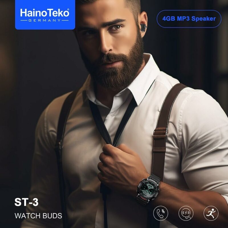 Haino Teko Germany ST3 AMOLED Watch Buds 4GB MP3 Speaker Voice Recorder - Original - Image 3
