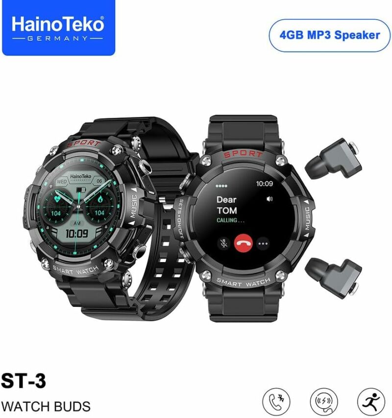 Haino Teko Germany ST3 AMOLED Watch Buds 4GB MP3 Speaker Voice Recorder - Original - Image 6