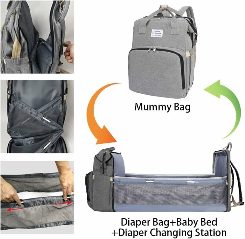 Portable Folding Crib Diaper Bag Multi-Function - Image 3