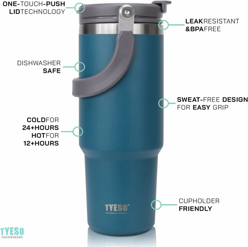 Tyeso Coffee Cup Thermos Bottle Stainless Steel Double-layer Insulation Cold And Hot Travel Mug Vacuum Flask Car Water Bottle - Image 3